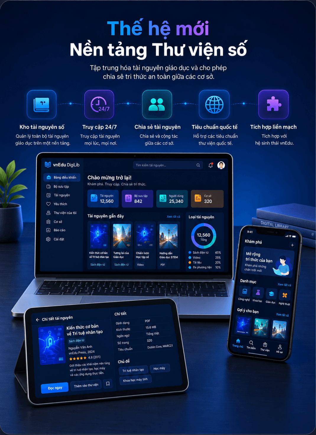 vnEdu DigiLib Giao diện Platform